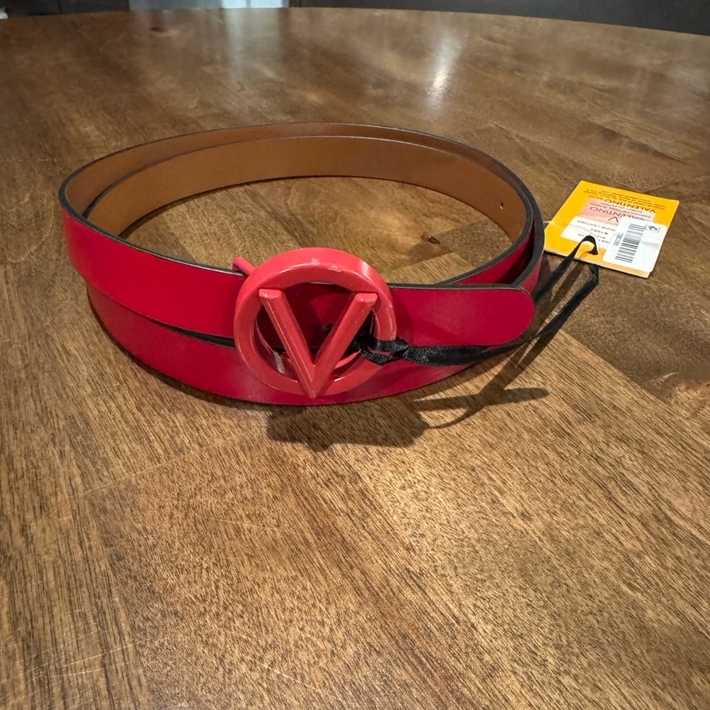Valentino Red Women's Belt with Logo Buckle